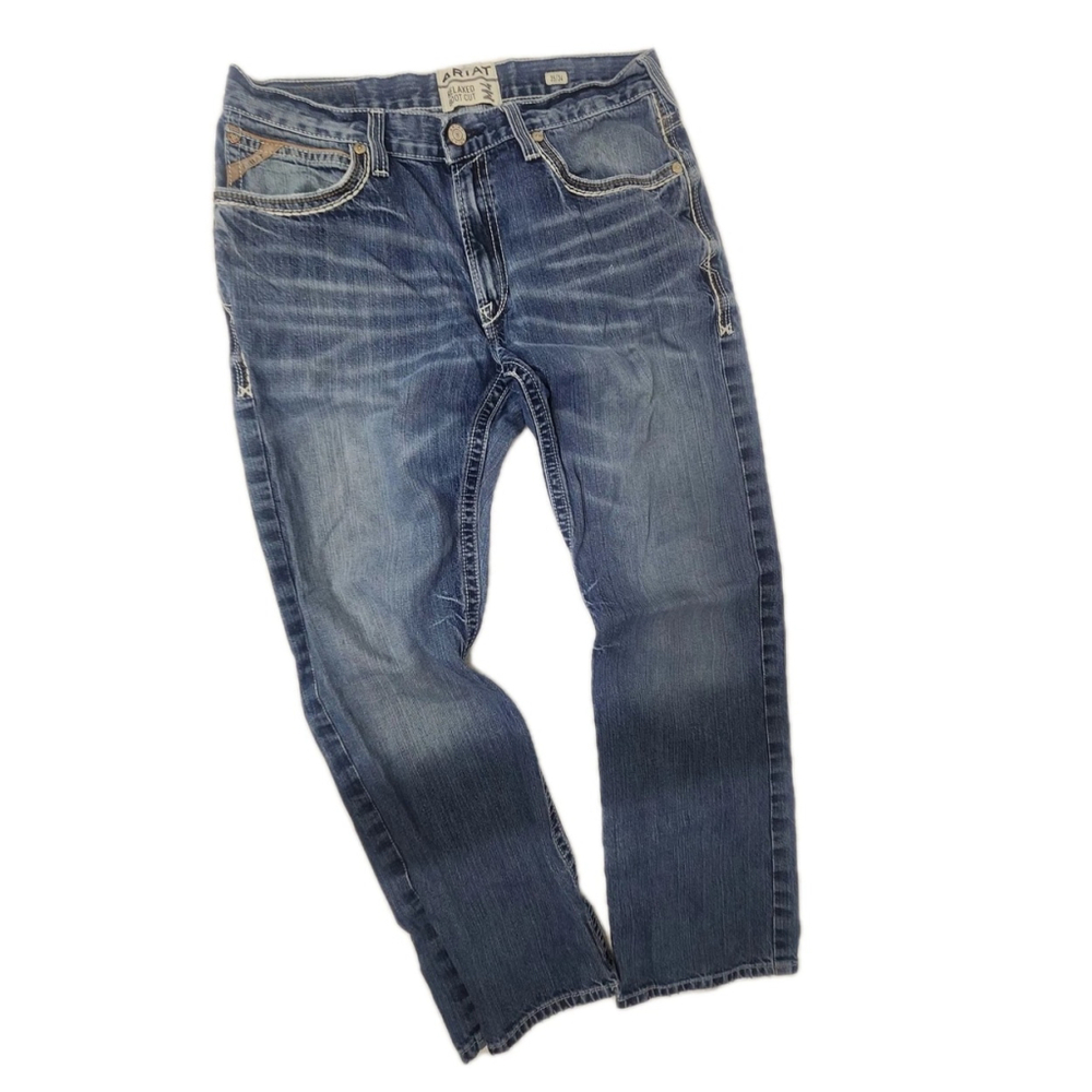 Ariat M4 Jeans Mens 32 Blue Denim Legacy Relaxed Boot Cut Western Cow Boy 35×34